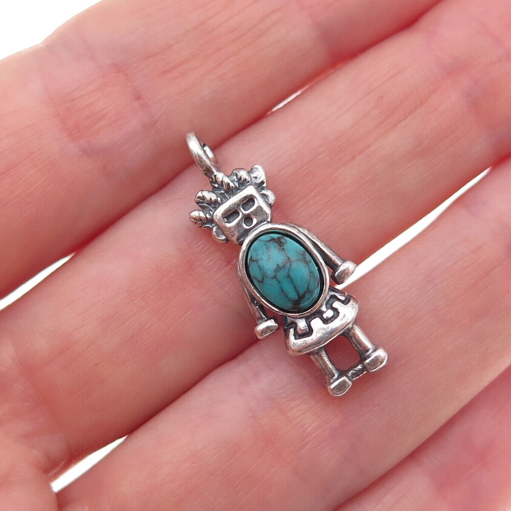 Carolyn Pollack Old Pawn 925 Sterling Vintage Turquoise Talavi Kachina Pendant